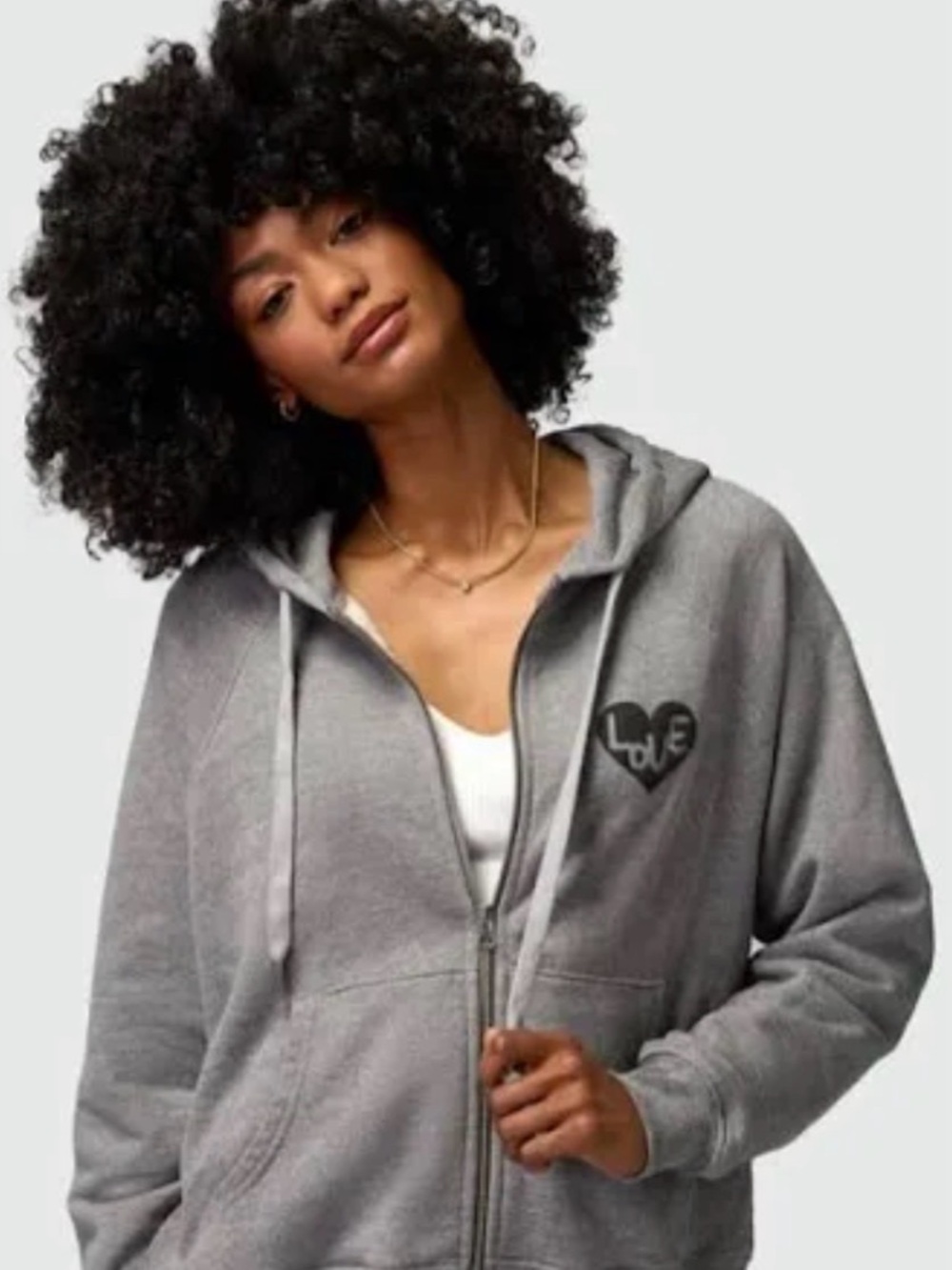 Spiritual Gangster Gray Zip Hoodie with Heart 'Love' Patch